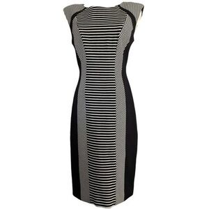 Classiques Entier Womens Sheath Dress Size 2‎ Black White Stripe Sleeveless